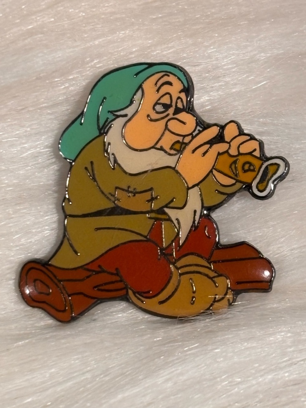 Disney Snow White Dwarf Sleepy Playing a Fish Shaped Flute Vintage